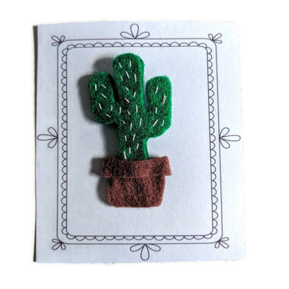 Handmade Felt Cactus Brooch Pin